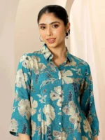 Multicoloured Printed Viscose Rayon A-line Short Kurti - Image 4