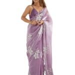 Women's Shimmer Chiffon Sequence Embroidery Saree With Unstitched Blouse Piece