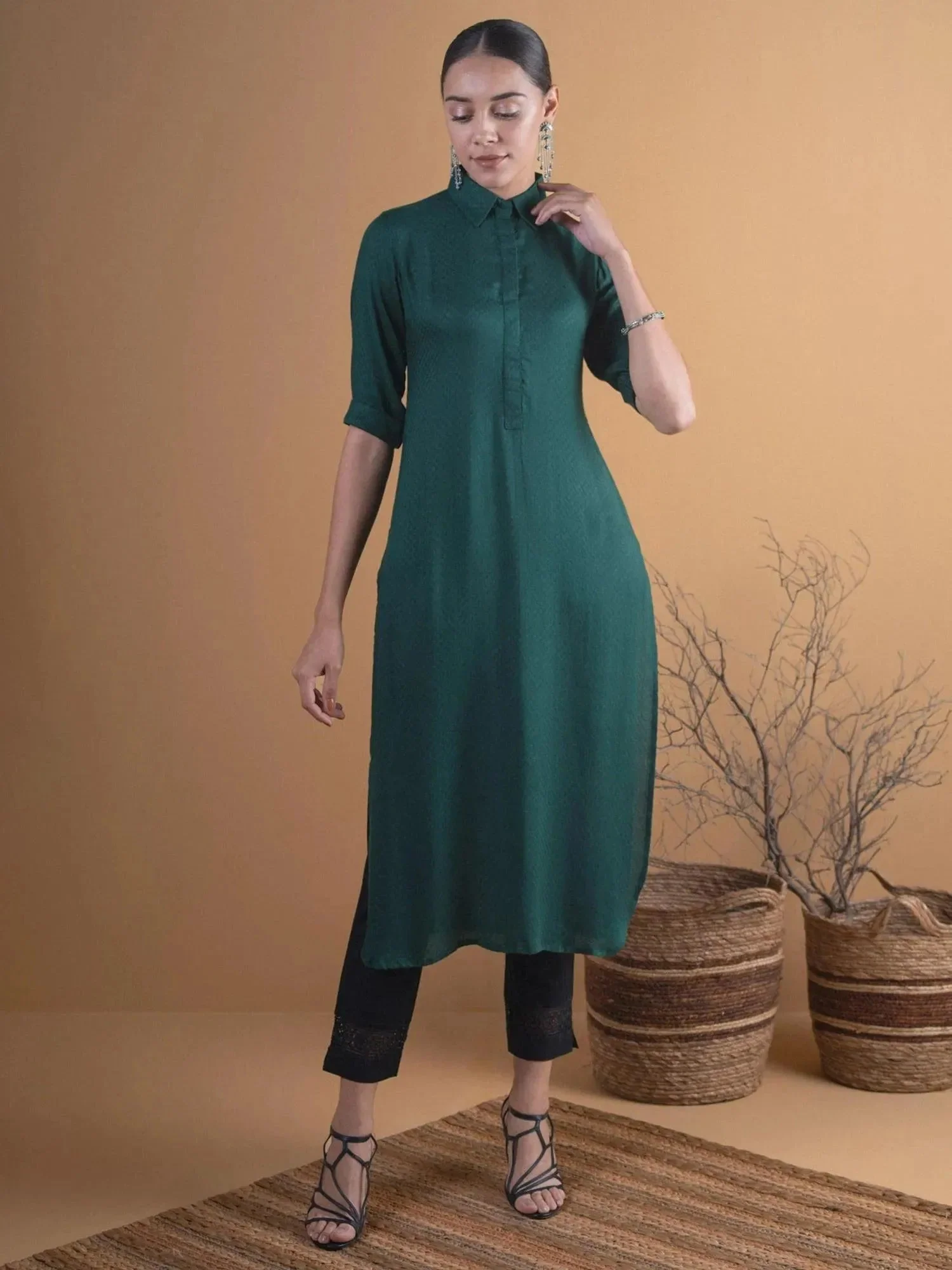 green-woven-design-rayon-kurta-libas-1-27529786949782.webp Green Woven Design Rayon Kurta - Image 1